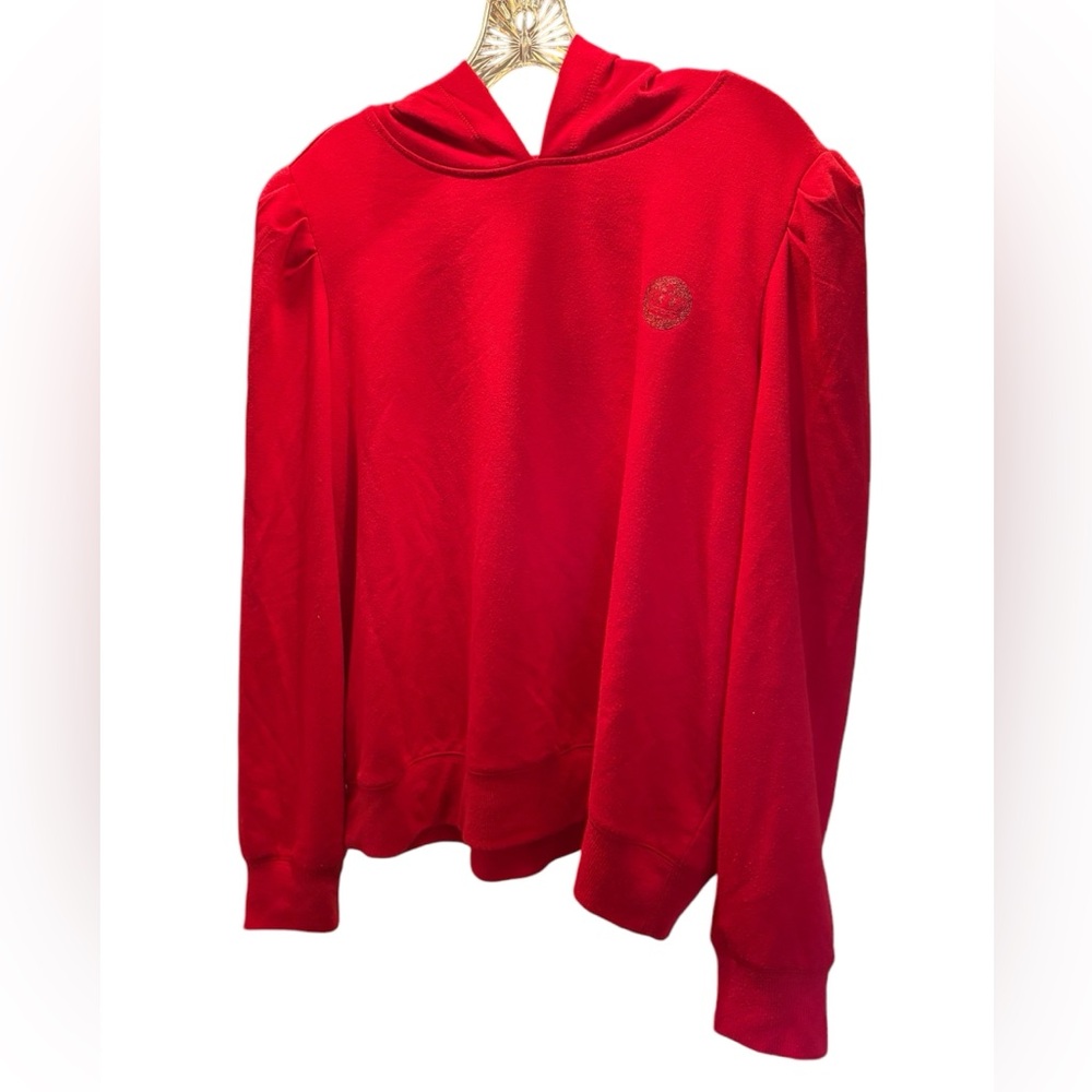 Juicy Red Puffed Sleeve Hooded Sweatshirt 1X